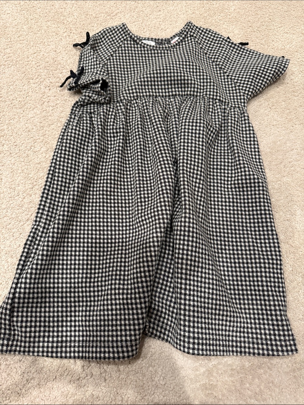 Zara Black and White Gingham Kids Dress with Shoulder Ties